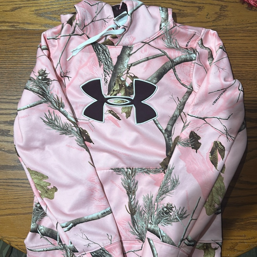 Pink camo with maroon under armor lettering gently used